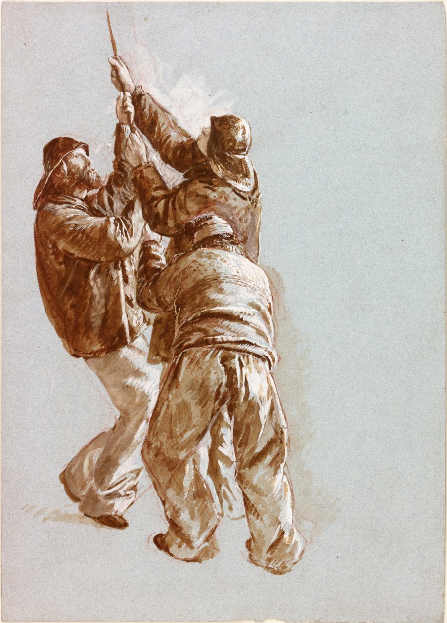 Pescatori che tirano una corda da Charles Napier Hemy