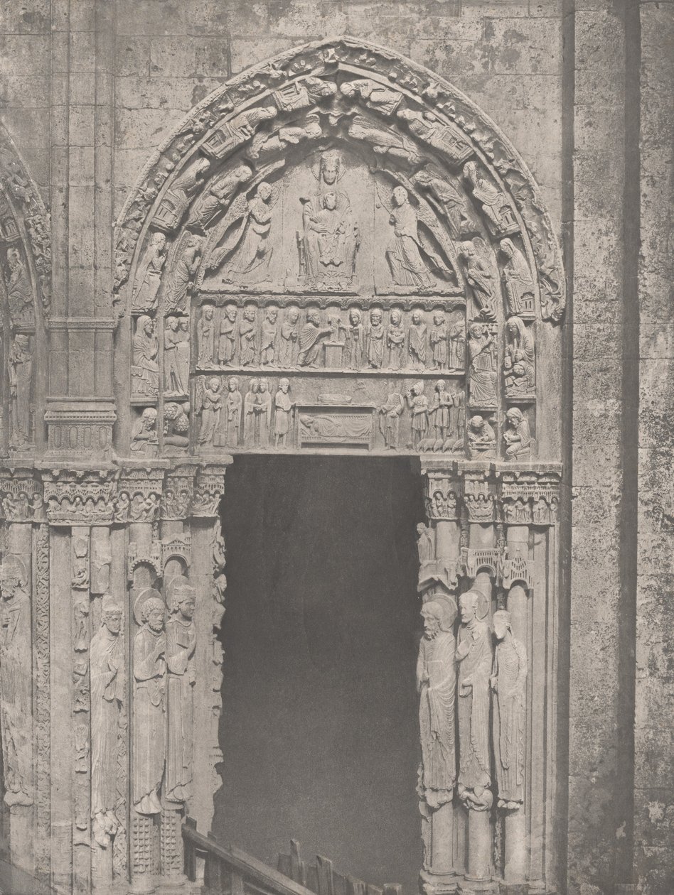 Cattedrale di Chartres, lato occidentale, porta laterale destra, XII secolo..., c. 1857 da Charles Nègre