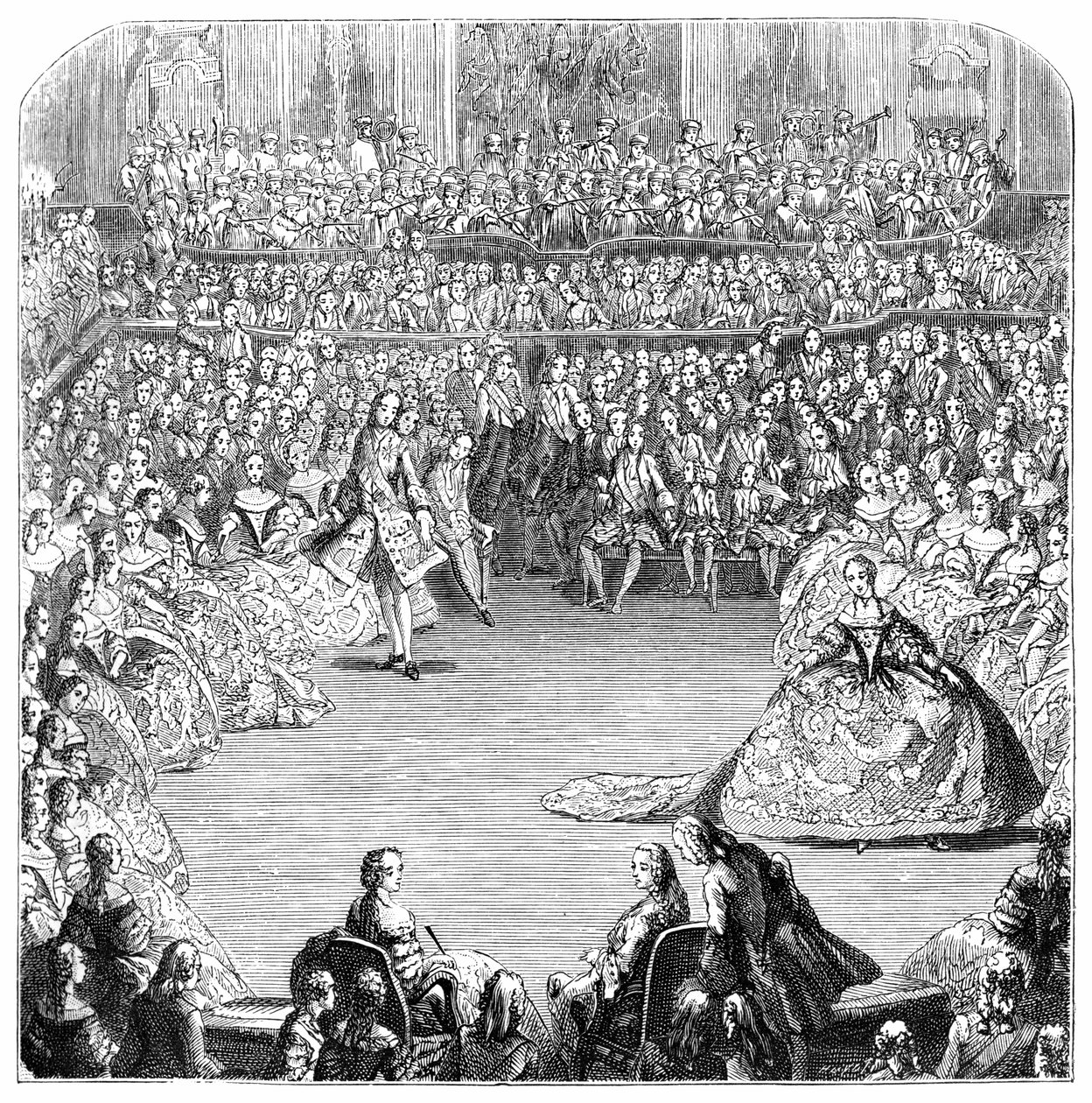 Danzatore di minuetto e il re da Charles Nicolas Cochin