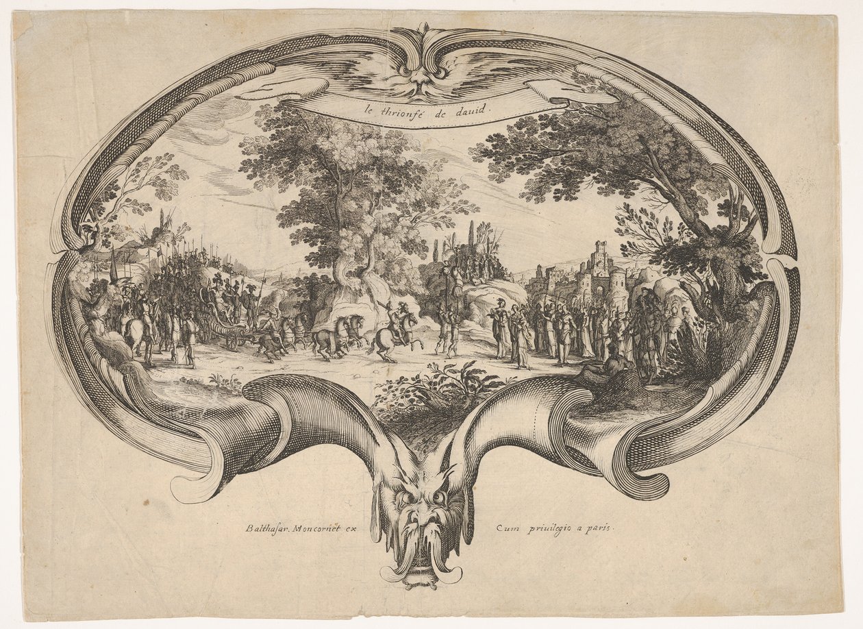 Il trionfo di Davide, da un ventaglio di Jacques Callot da Charles Nicolas Cochin