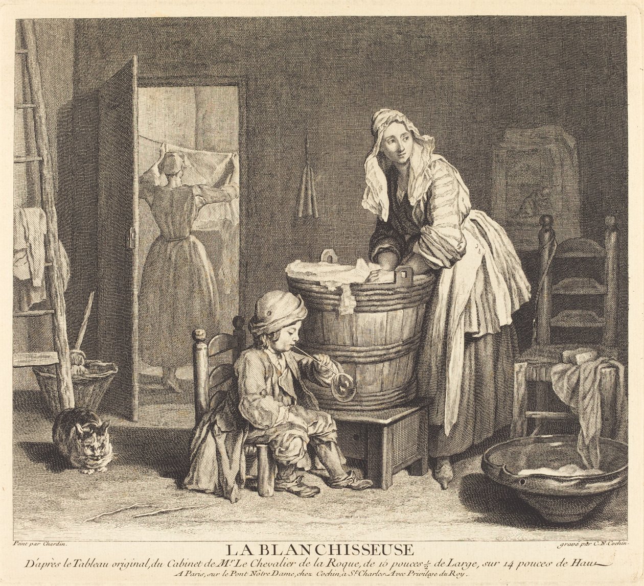 La lavandaia da Charles Nicolas Cochin I after Jean Siméon Chardin