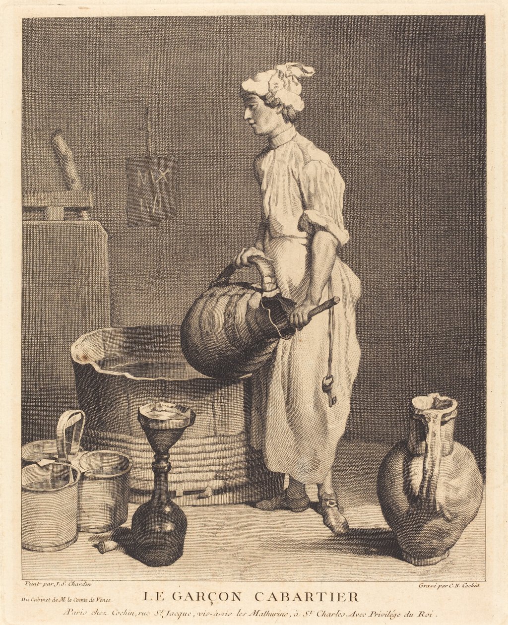 Le Garçon cabaretier da Charles Nicolas Cochin I after Jean Siméon Chardin