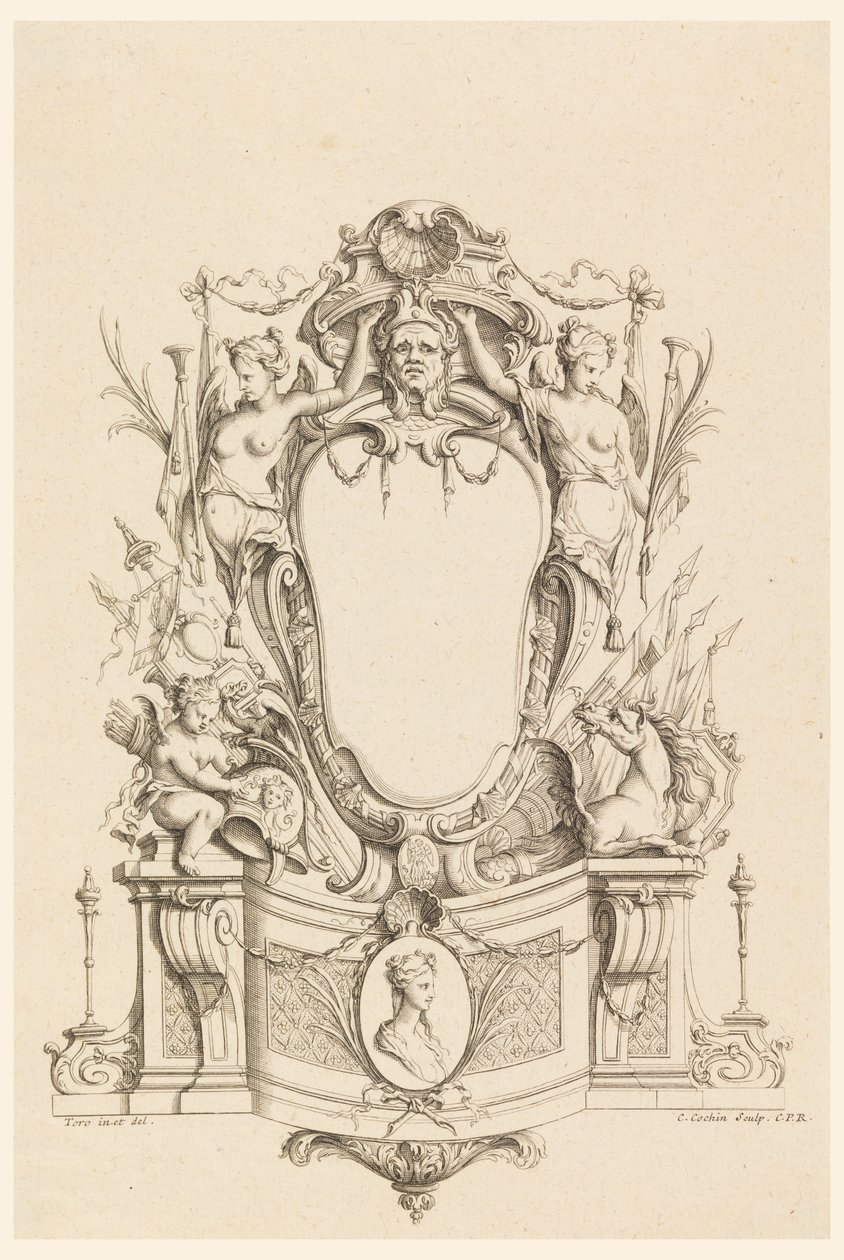 Progetto per cartiglio da "Cartouches Nouvellement Inventez" da Charles Nicolas Cochin the younger