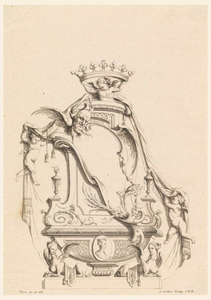Progetto per Cartiglio da "Cartouches Nouvellement Inventez" da Charles Nicolas Cochin the younger