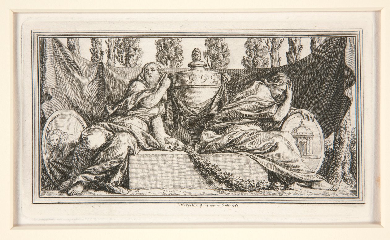 Vignetta funebre per Mme. de France, Duchessa di Parma da Charles Nicolas Cochin the younger