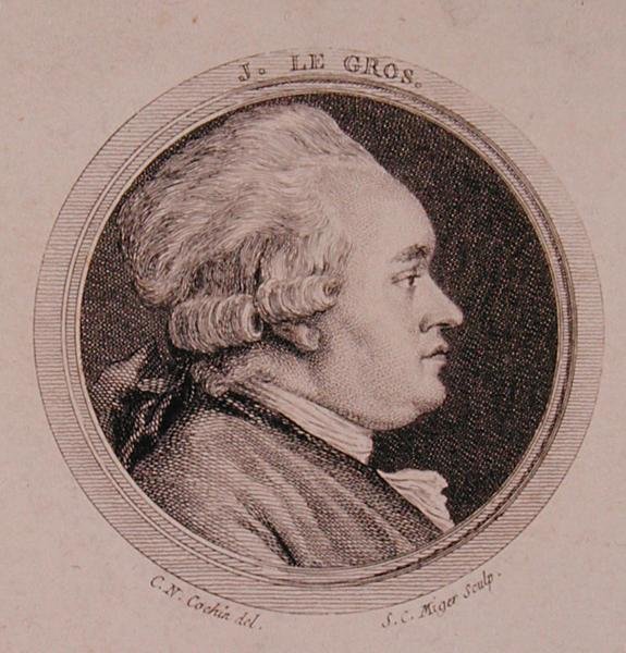 Ritratto di Joseph Le Gros (1739-93) inciso da Simon Charles Miger (1736-1820) (incisione) da Charles Nicolas II (after) Cochin