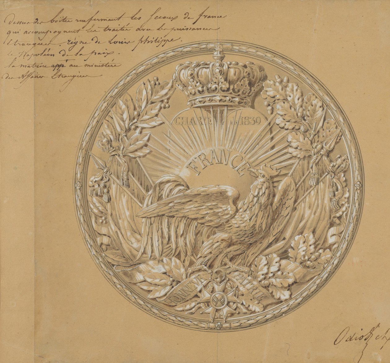 Progetto per la medaglia per commemorare la Carta del 1830 da Charles Nicolas Odiot