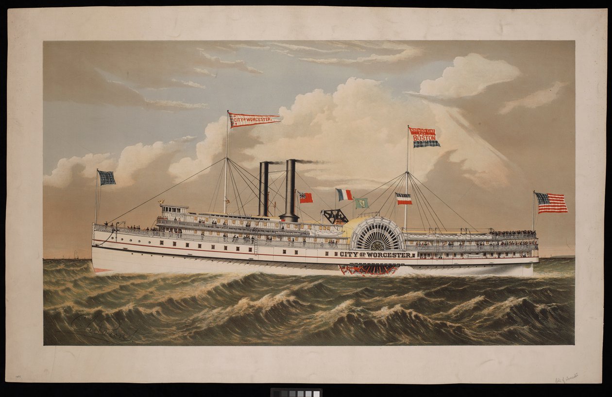 Piroscafo americano City of Worcester Norwich Line per Boston via New London e Norwich da Charles Parsons