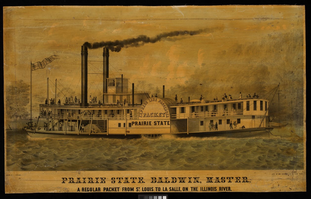 Prairie State. Baldwin, Master. Un pacchetto regolare da St Louis a La Salle, sul fiume Illinois da Charles Parsons