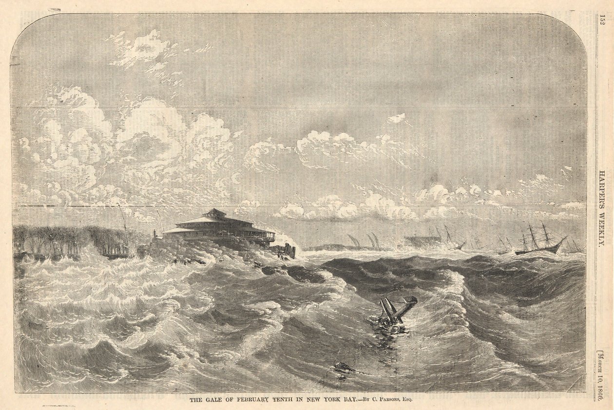 La tempesta del dieci febbraio nella baia di New York da Charles Parsons
