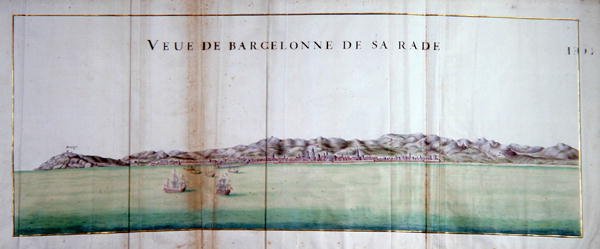 Veduta di Barcellona e del suo porto da Charles Pene