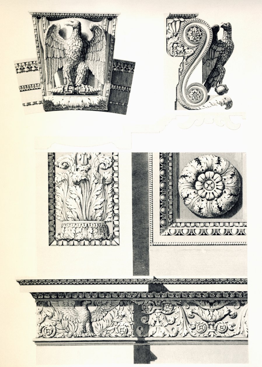 Decorazione con aquile, rosette e foglie di acanto per l