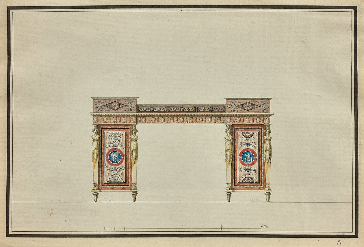 Progetto di una scrivania, c. 1800 da Charles Percier