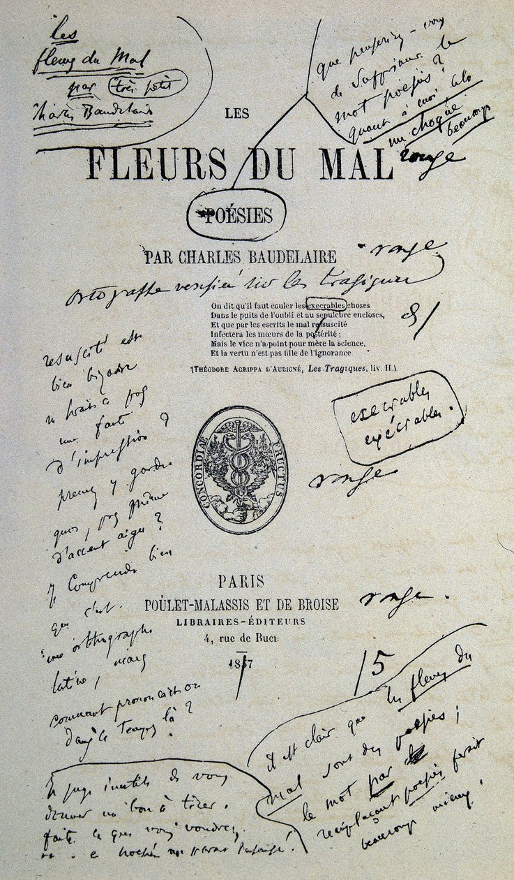 Buono da disegnare da "Fiori del male", annotato da Charles Baudelaire da Charles Pierre Baudelaire