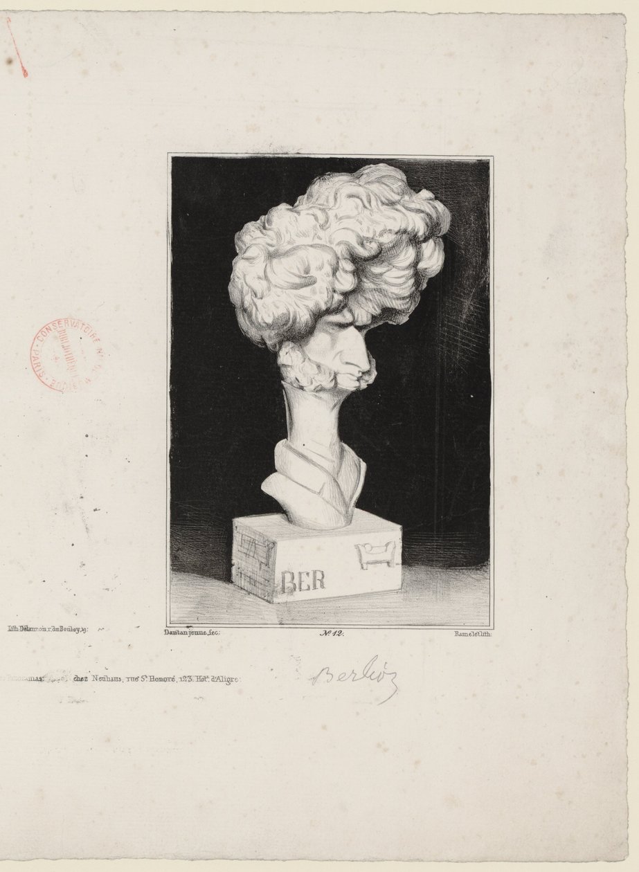 Hector Berlioz di Charles Ramelet (1805-1851) dopo un busto di Jean-Pierre Dantan (1800-1869) da Charles Ramelet
