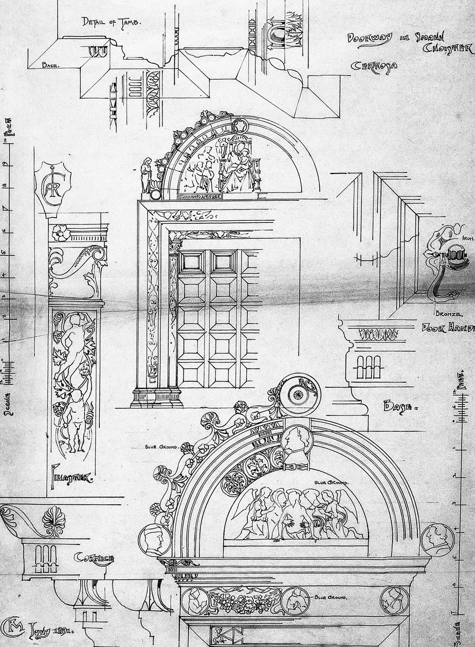 Certosa di Pavia, Portale nel piccolo chiostro, 1891 da Charles Rennie Mackintosh