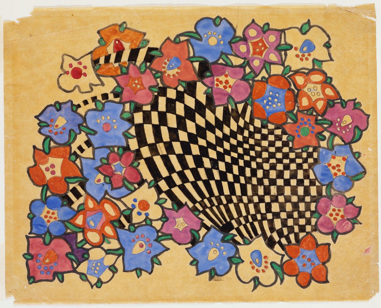 Design di tessuto floreale e a scacchi, c.1916 da Charles Rennie Mackintosh