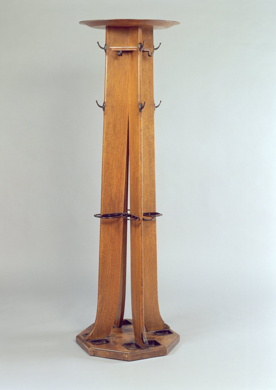 Appendiabiti, cappello e ombrello per gli Argyle Street Tearooms, 1897 da Charles Rennie Mackintosh