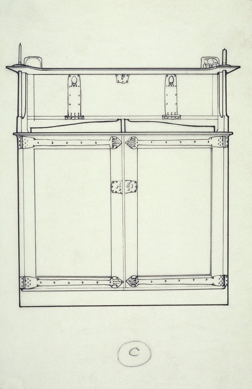 Disegno a linee di mobili (un armadio), c.1910 da Charles Rennie Mackintosh