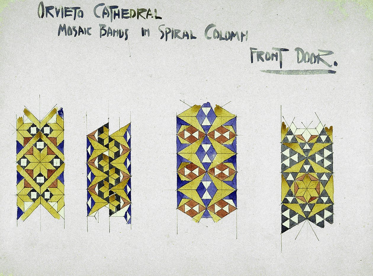 Cattedrale di Orvieto, Bande di Mosaico nella Colonna a Spirale, Porta Anteriore, 1891 da Charles Rennie Mackintosh