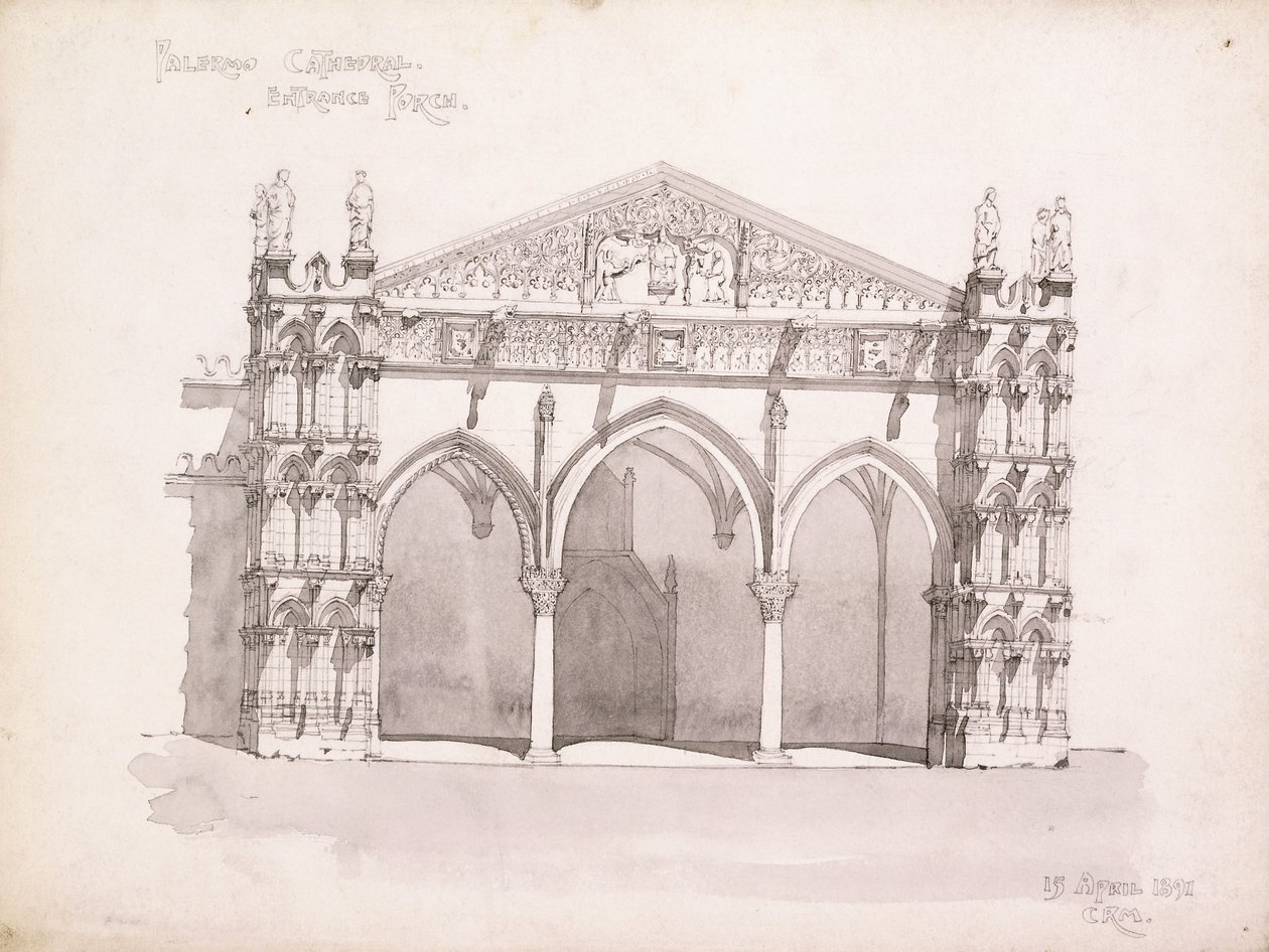 Cattedrale di Palermo, studio del portico d