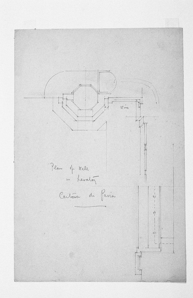 Piano del pozzo nel lavatoio, Certosa di Pavia, 1891 da Charles Rennie Mackintosh