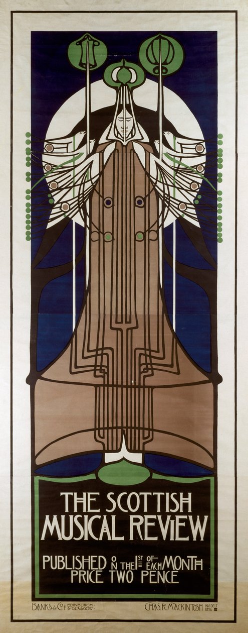Poster pubblicitario della Scottish Musical Review da Charles Rennie Mackintosh