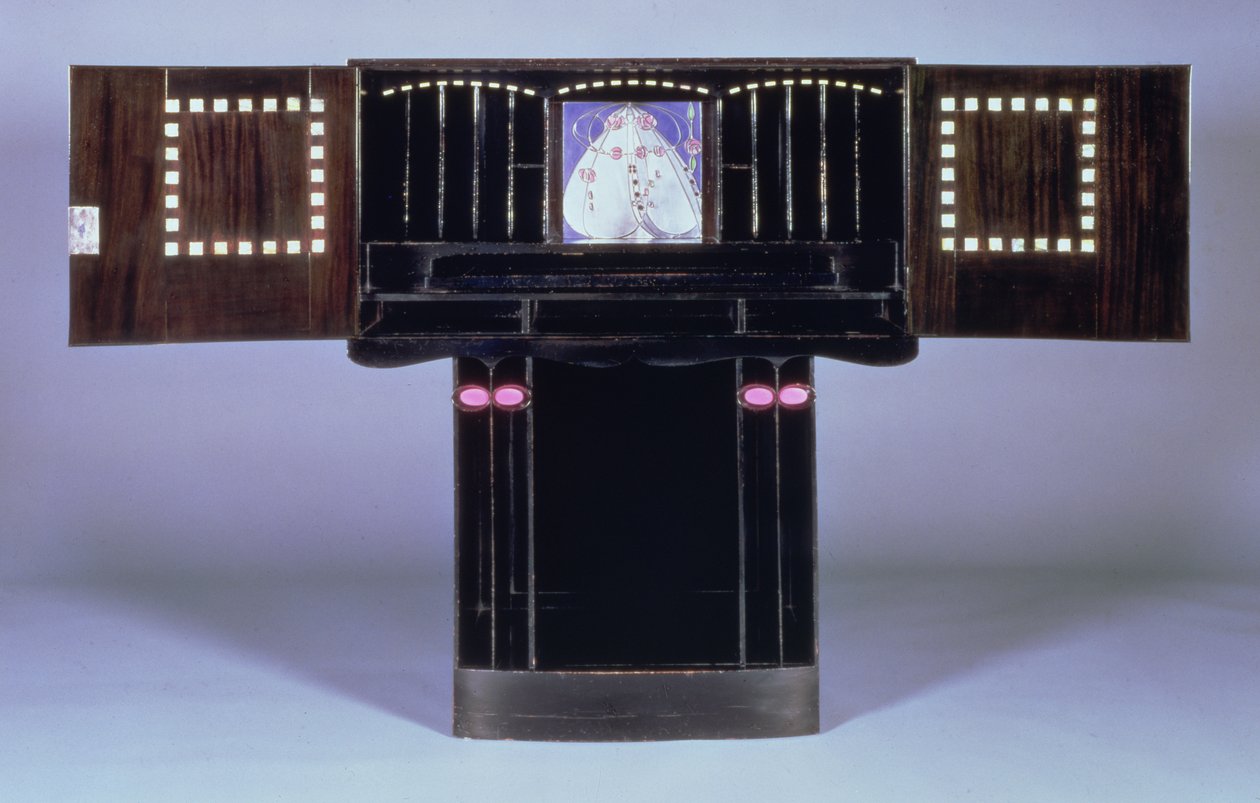 Scrivania per Hill House, Helensburgh, c.1902 (aperta) da Charles Rennie Mackintosh