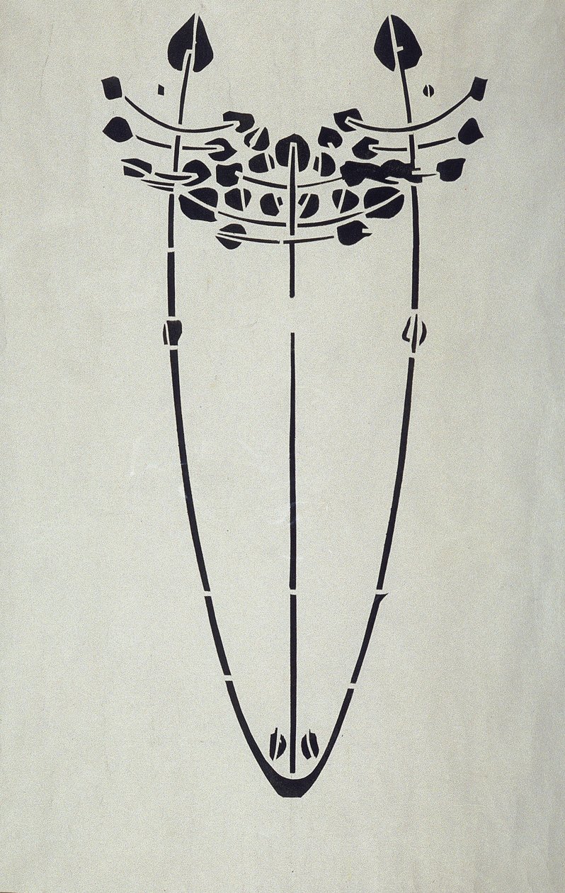 Riproduzione moderna da stencil originale di Mackintosh per decorazione murale, motivo albero, 1902 da Charles Rennie Mackintosh