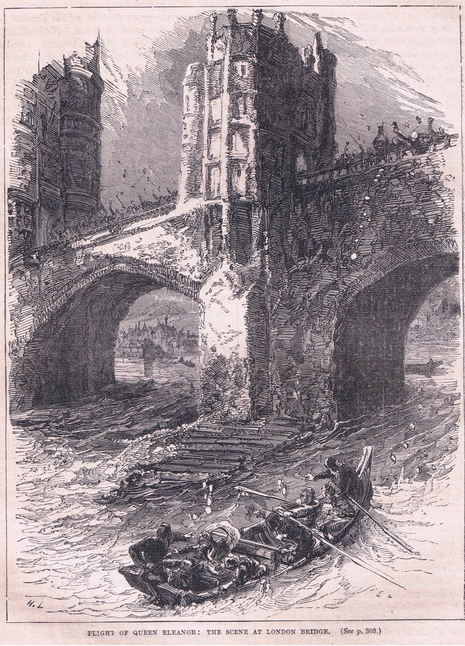 Fuga della Regina Eleonora: scena al London Bridge AD 1263 da Charles Ricketts