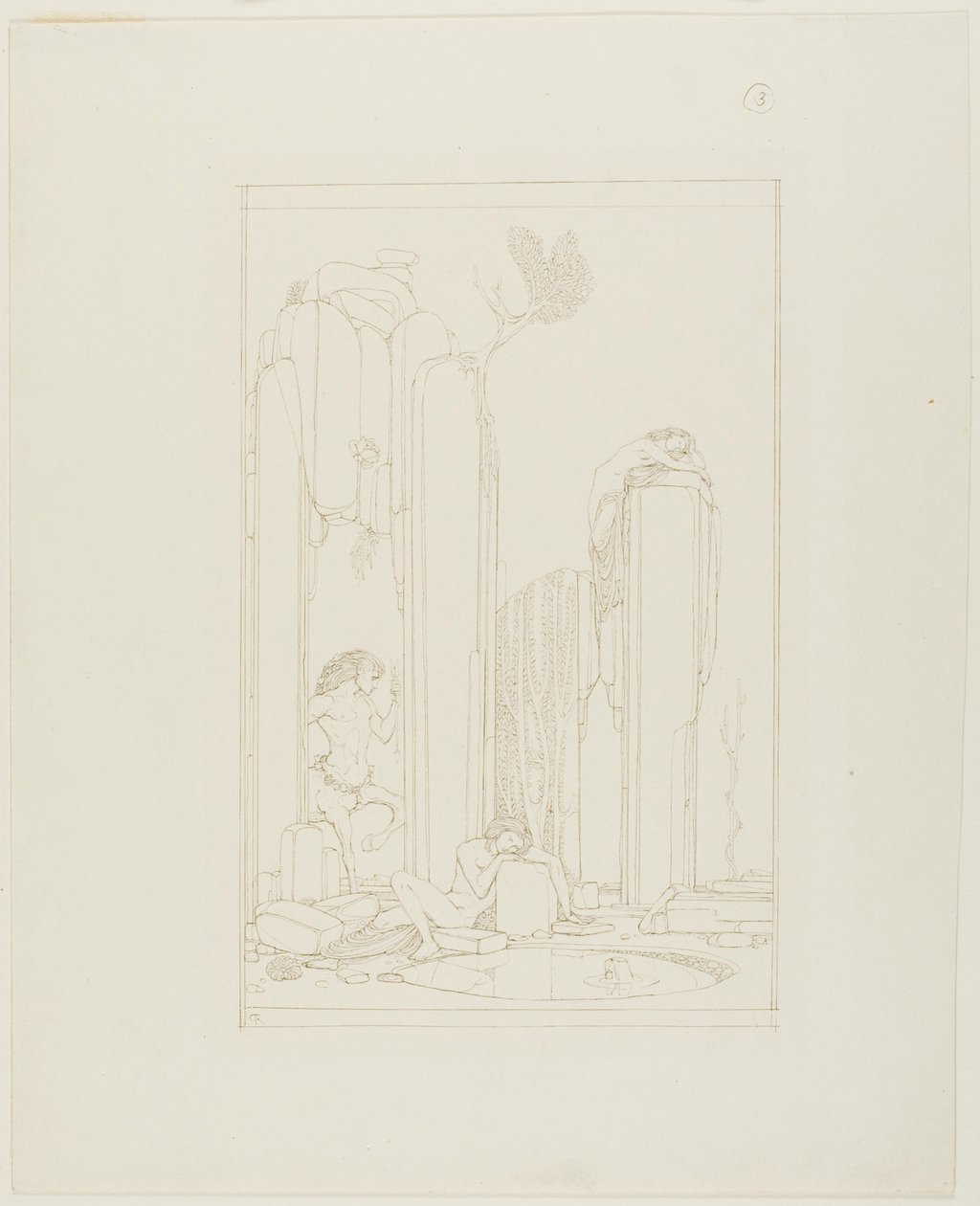 Narciso in piscina; illustrazione per "Il discepolo" di Oscar Wilde da Charles Ricketts