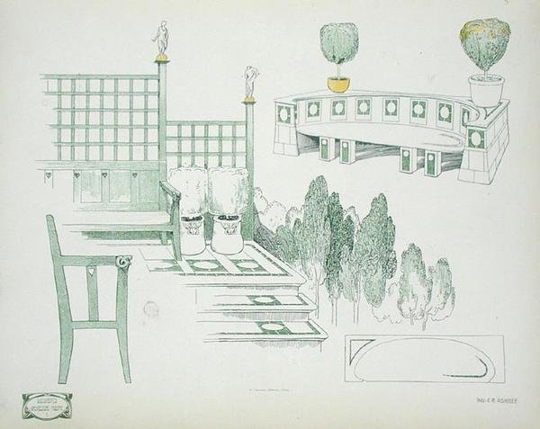 Dettagli di sedili e terrazzamenti, dai primi del 1900, da 