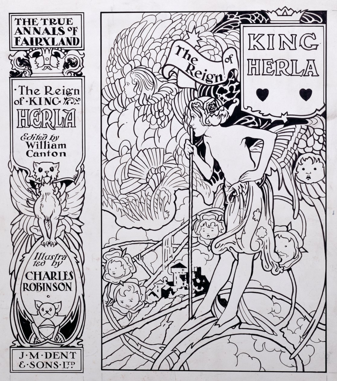 Illustrazione di copertina per Le vere cronache di Fairyland, Il regno di re Herla, a cura di William Canton, pubblicato nel 1900 da Charles Robinson