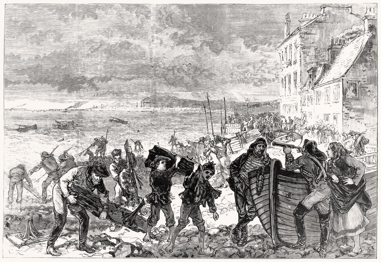 Il disastro del ponte di Tay: Pezzi di relitto gettati sulla spiaggia a Broughty Ferry da Charles Robinson