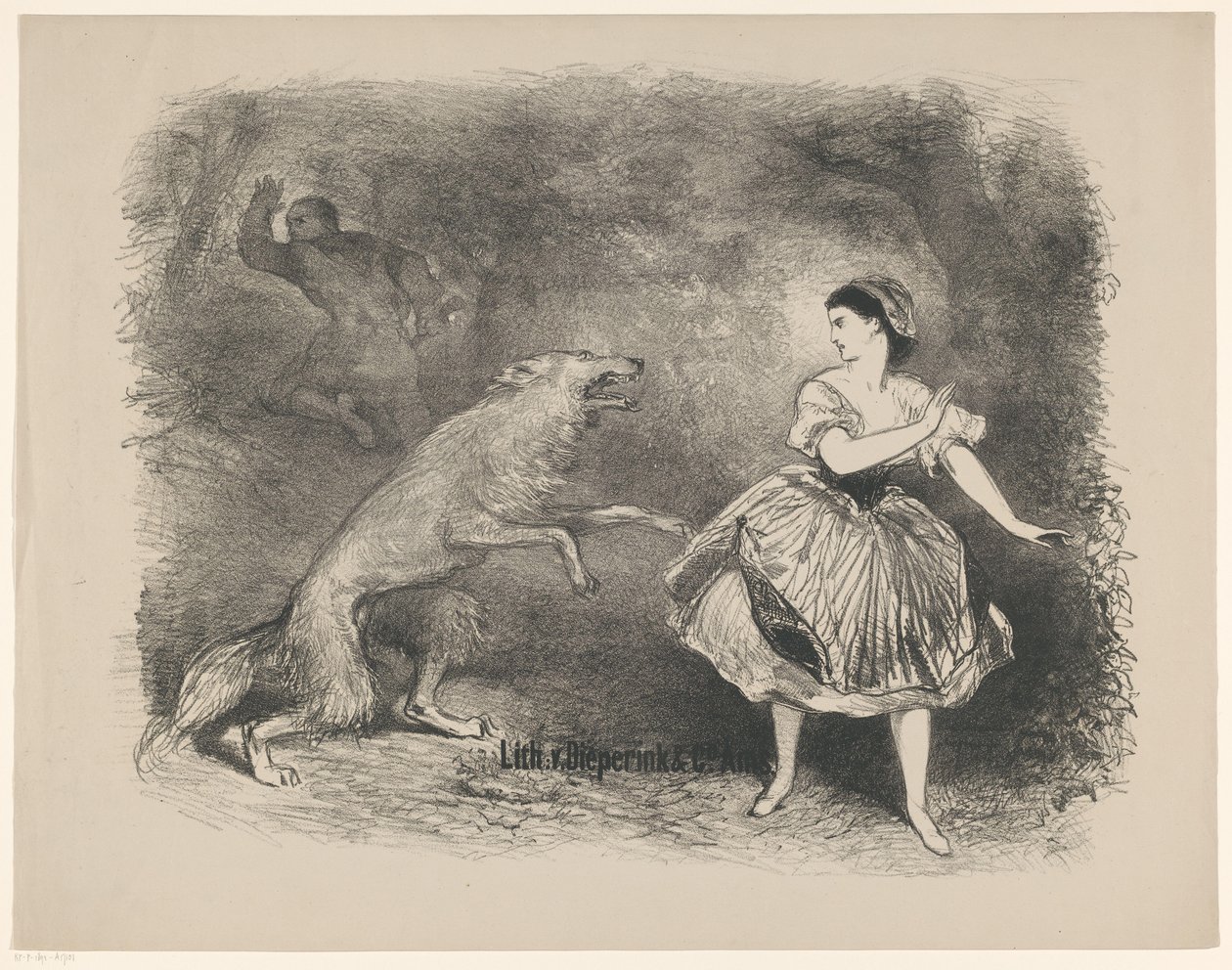 Scena dal balletto Cappuccetto Rosso e il lupo da Charles Rochussen