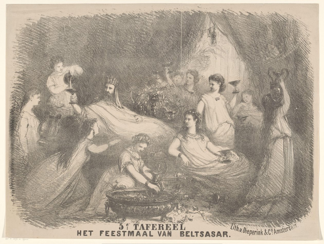 Scena dal dramma Il banchetto di Baldassarre da Charles Rochussen
