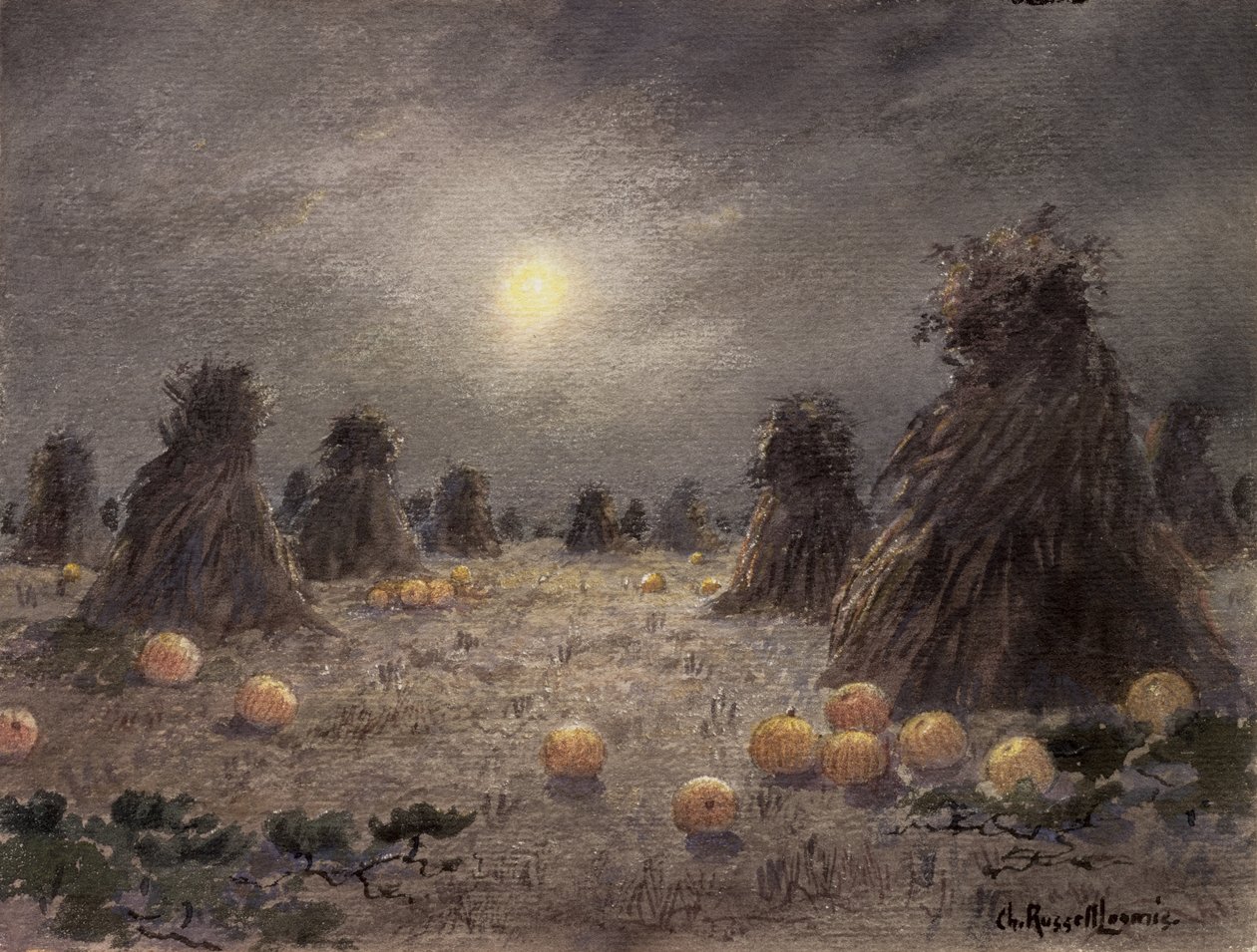 Raccolto autunnale al chiaro di luna da Charles Russell Loomis
