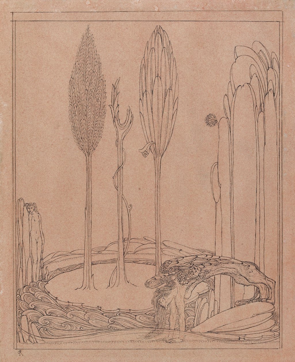 Accovacciato vicino al margine, fine 19° secolo da Charles S Ricketts