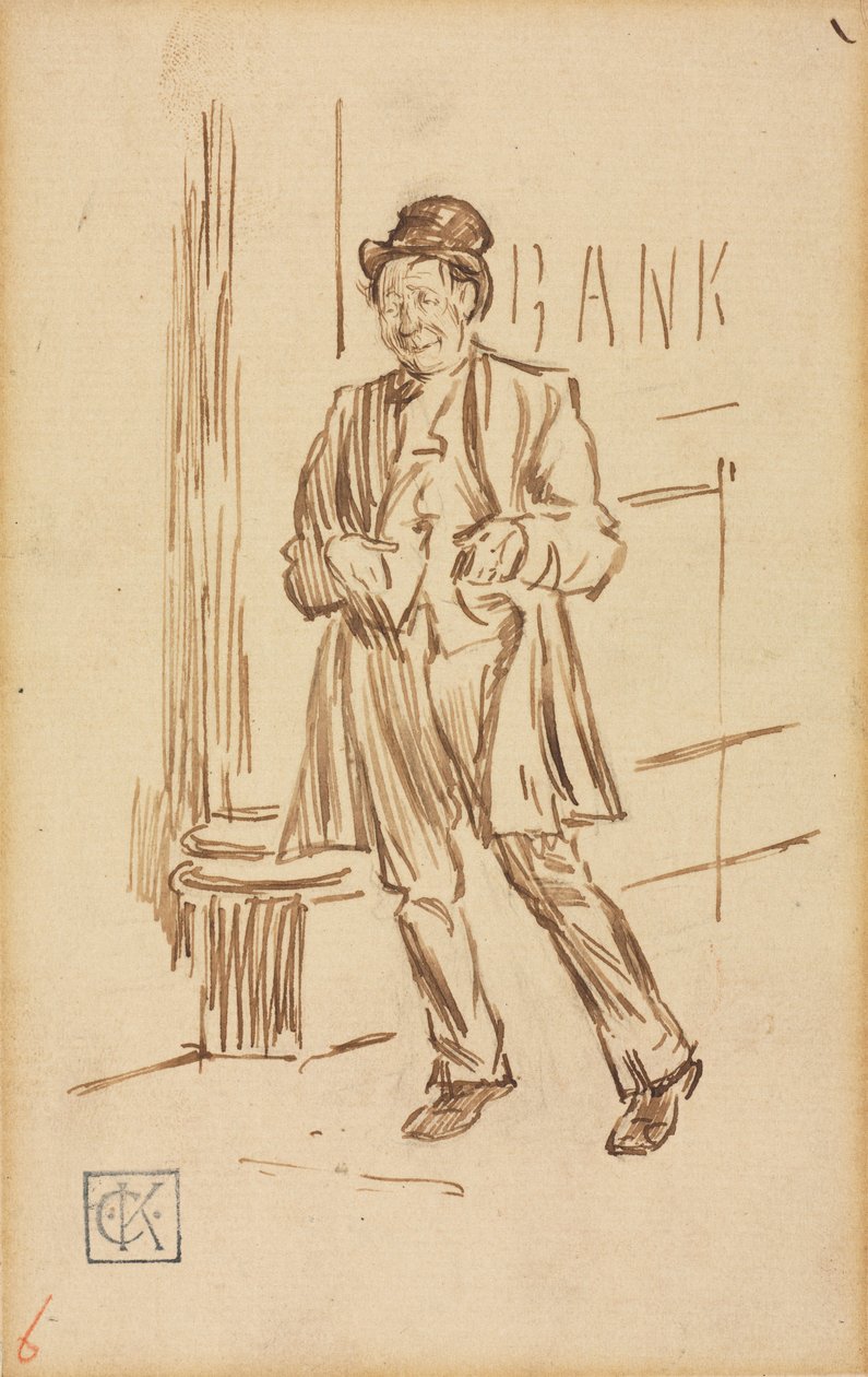 Studio di un uomo ubriaco che passa una banca da Charles Samuel Keene