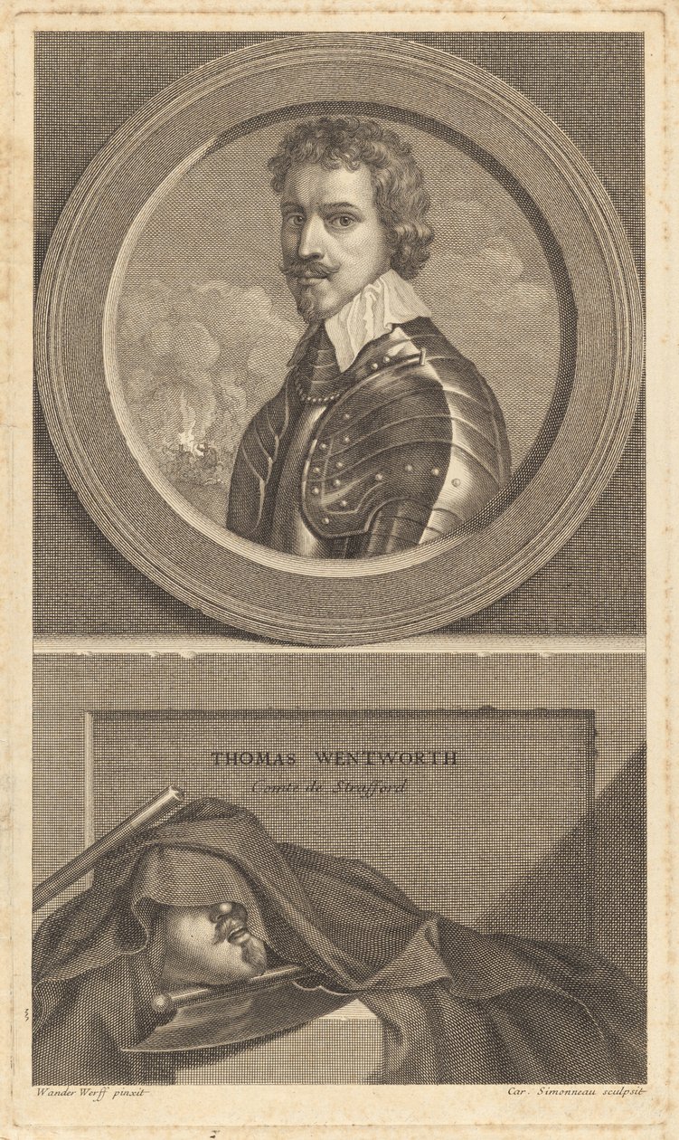 Thomas Wentworth, Conte di Strafford da Charles Simonneau after Adriaen van der Werff after Sir Anthony van Dyck