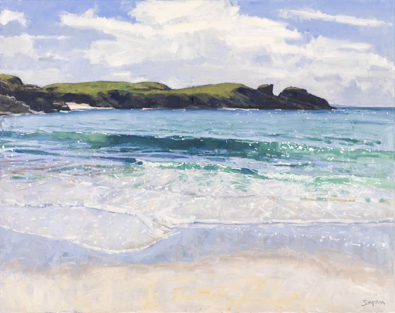 Mare di Clachtoll, 2017 (olio su tela) da Charles Simpson