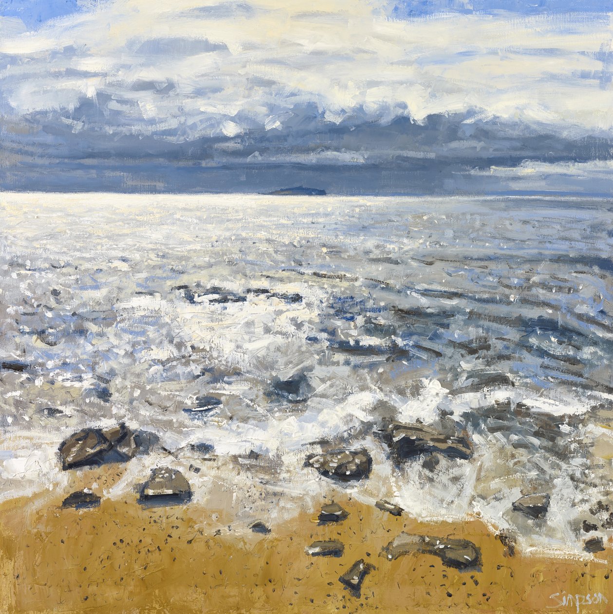 Crail Shore, 2015 (olio su tela) da Charles Simpson