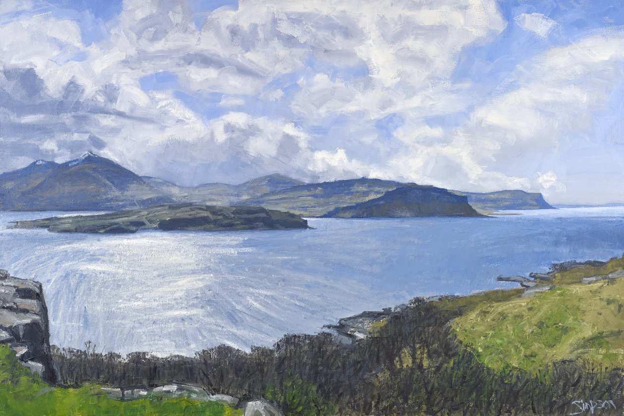 Eorsa, Loch na Keal, 2013 (olio su tela) da Charles Simpson