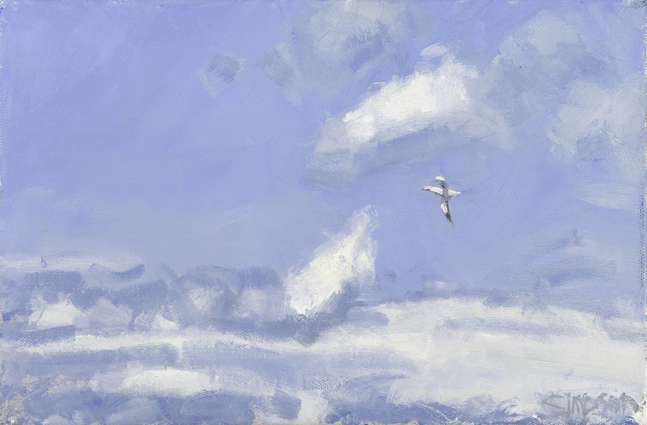 Sule e nuvole, 2016 (olio su tela) da Charles Simpson