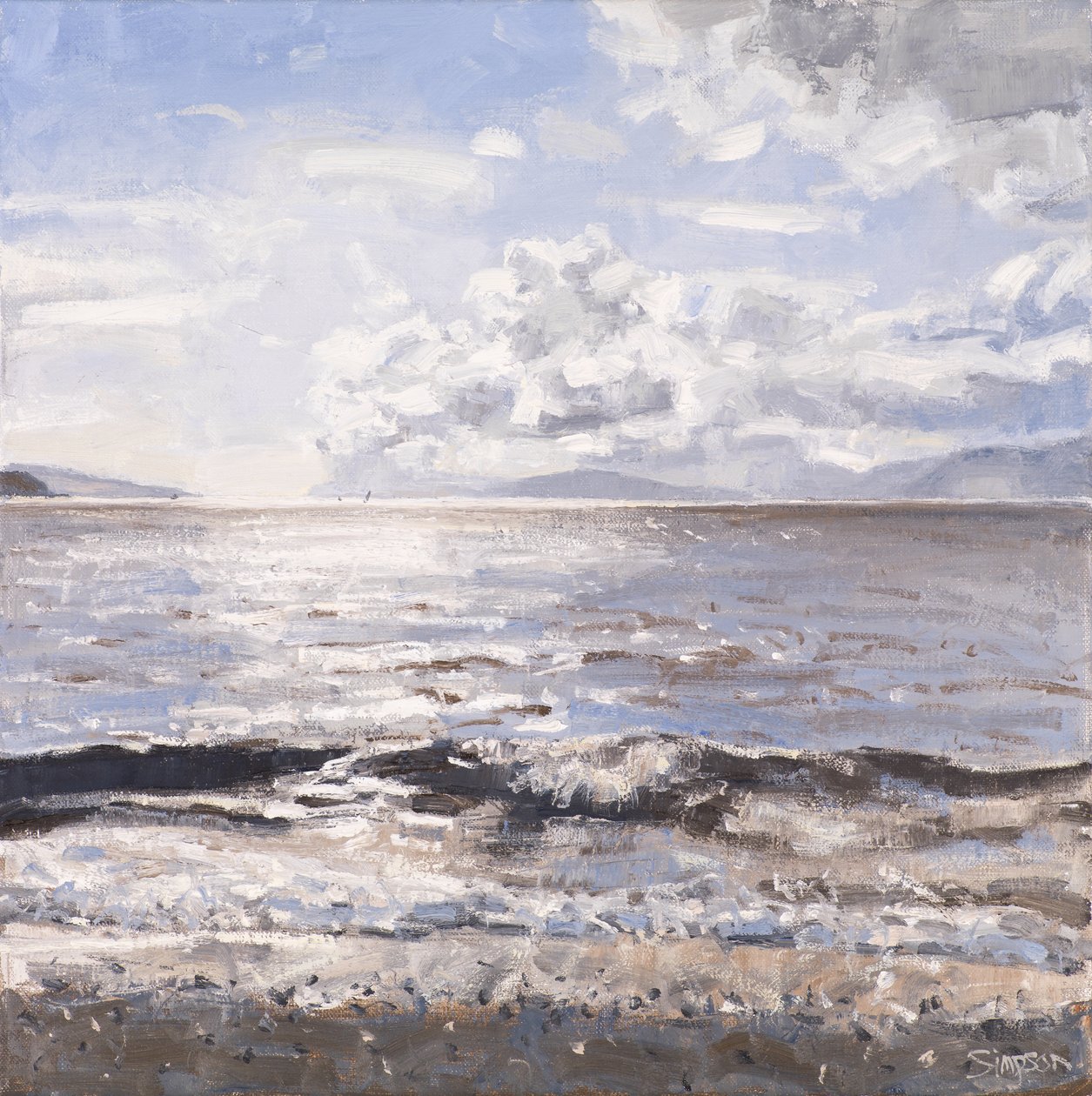 Mare grigio, Ledaig, 2017 (olio su tela) da Charles Simpson