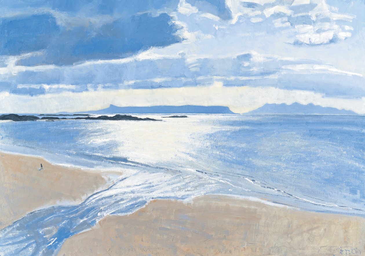 Luce sul mare, Eigg e Rum, 2015 (olio su tela) da Charles Simpson
