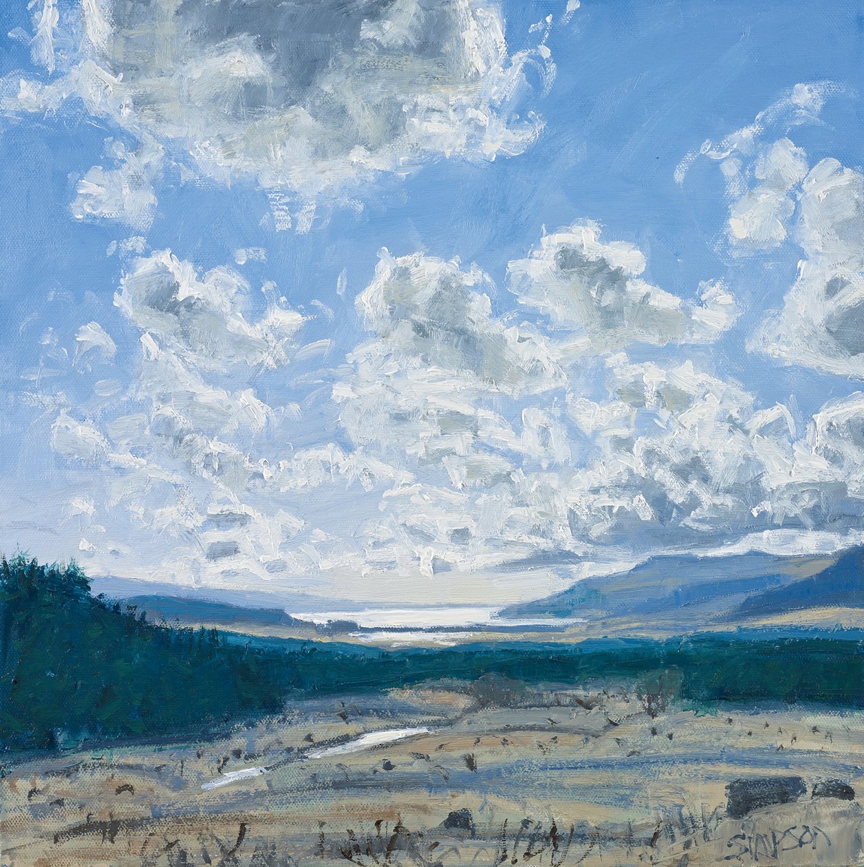 Loch Scridain, Mull, 2013 (olio su tela) da Charles Simpson