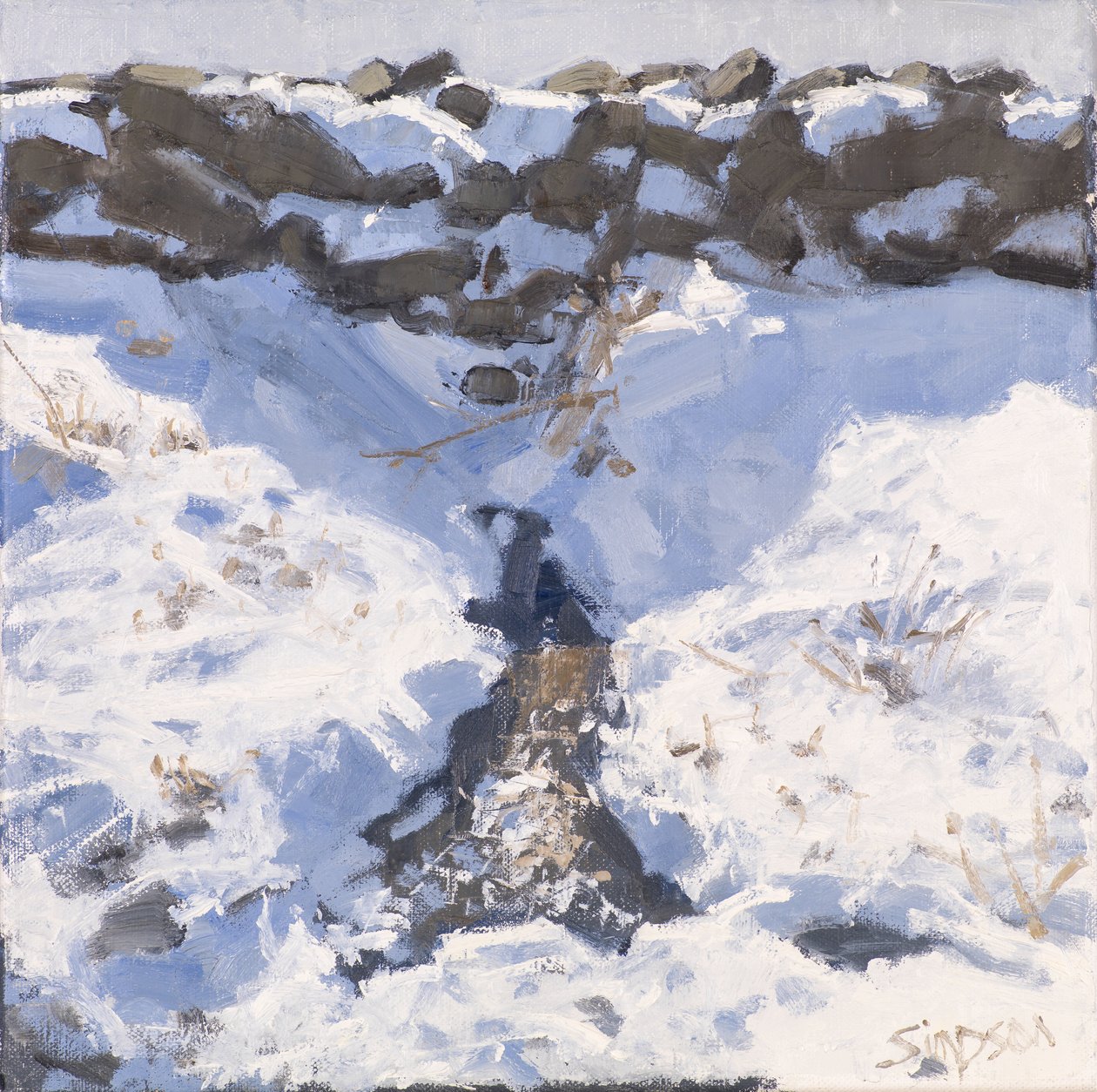 Neve sul ciglio della strada, 2016 (olio su tela) da Charles Simpson