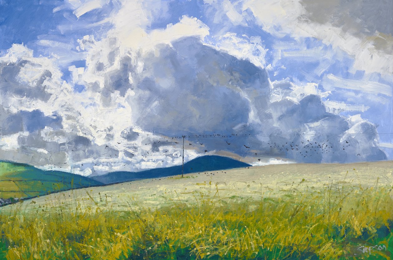 Campo di stoppie: Corvi e cornacchie, 2015 (olio su tela) da Charles Simpson