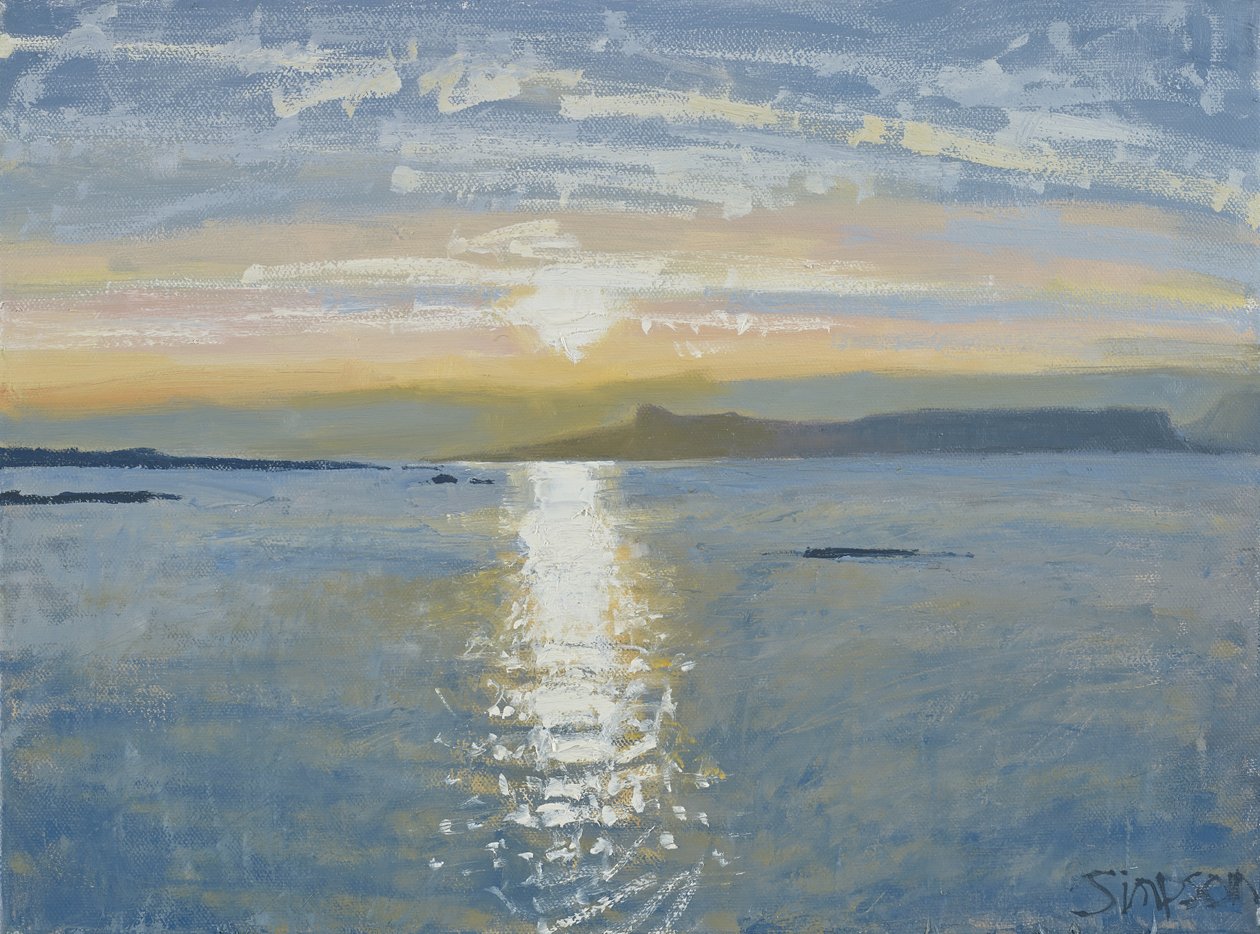 Mare al tramonto, 2013 (olio su tela) da Charles Simpson